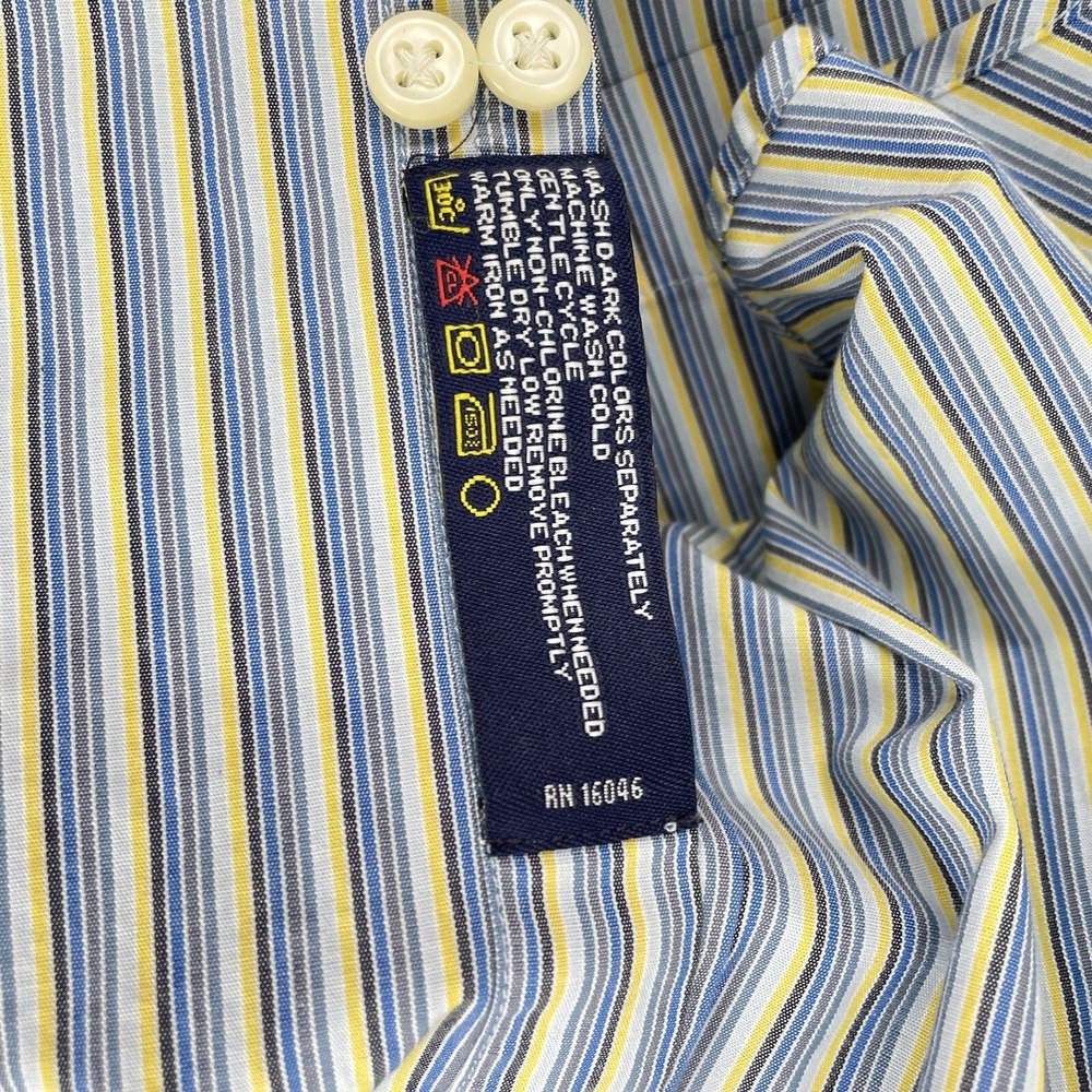 Nautica Mens Striped‎ Button Down Shirt Long Sleeve 15 1/2 34/35 blue yellow - Picture 3 of 9